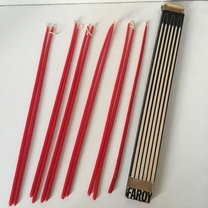 Vintage Faroy Red New Unused Taper Candles in Box USA 15”